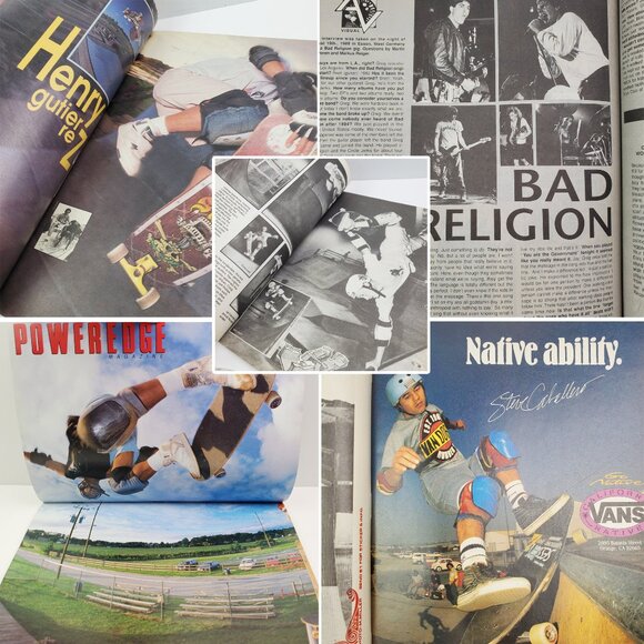 Poweredge Magazine VTG 1990 Skateboarding Hawk Templeton Vallely Bad Religion - Picture 6 of 10